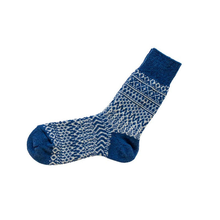 Wool Jacquard Socks in Navy