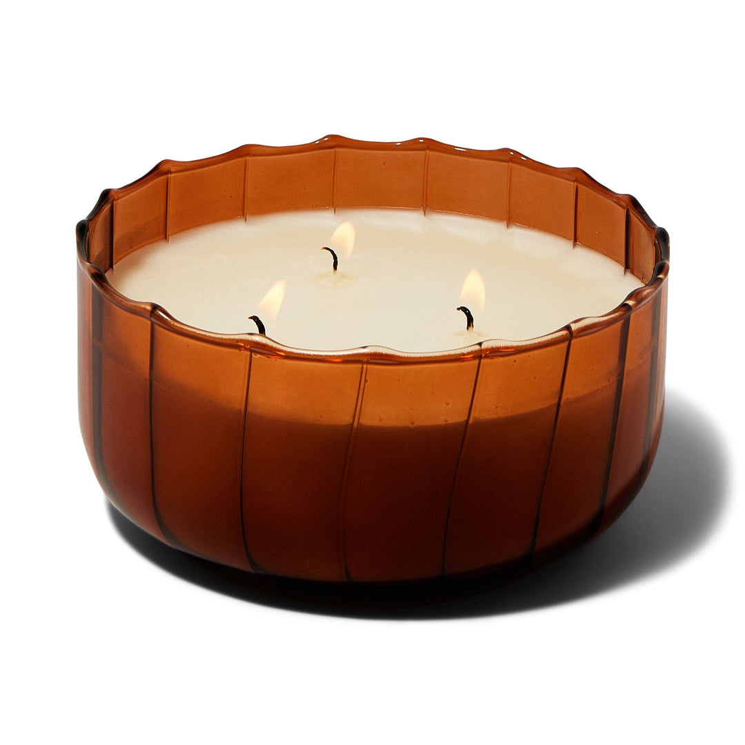 Triple Wick Ripple Glass Candle - Tobacco Patchouli