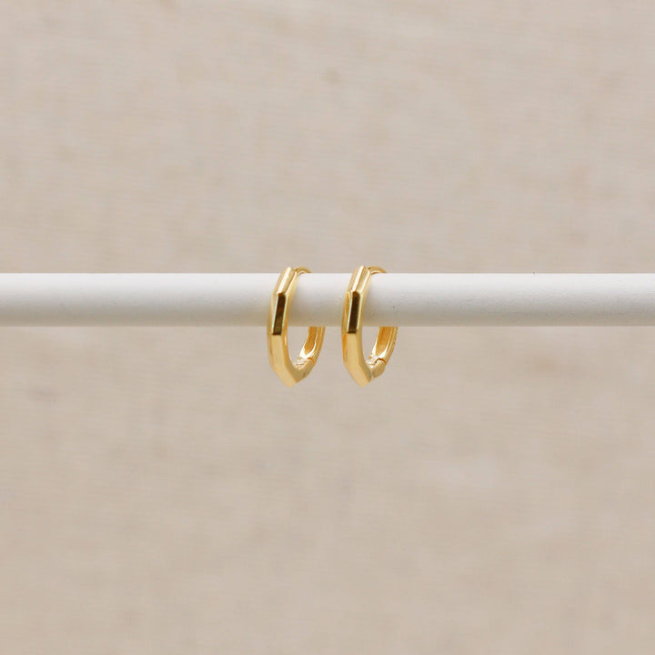 Gold Bevelled Huggie Hoops