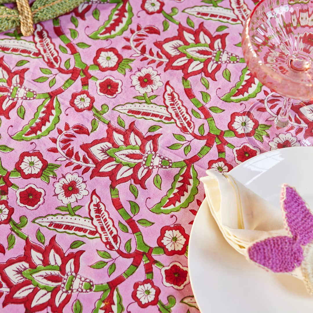 Arana Floral Block Print Tablecloth