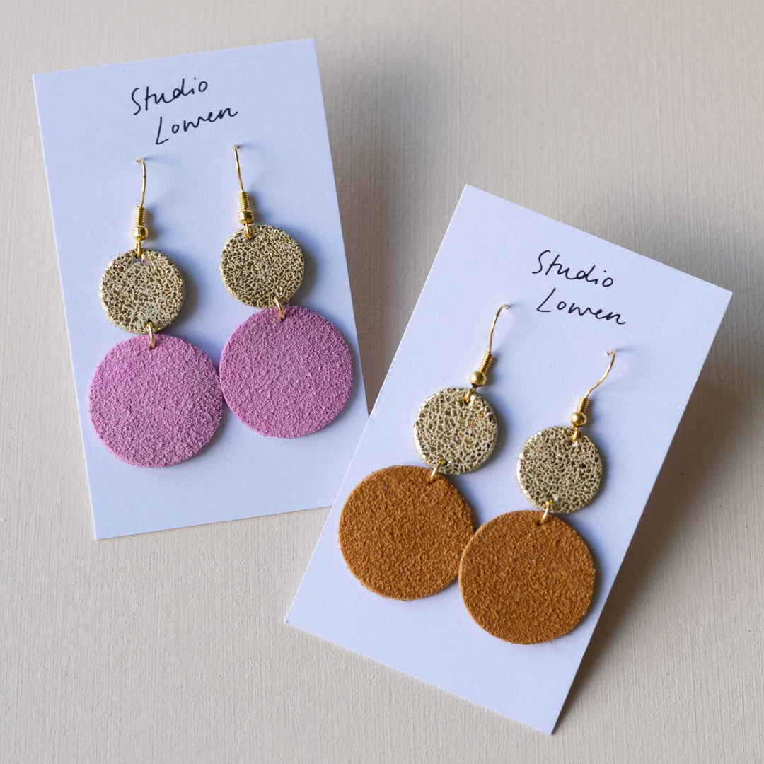Lucy Dangle Suede Earrings in Light Pink