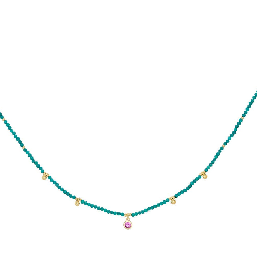 Jasmine Turquoise Howlite & Pink Crystal Necklace