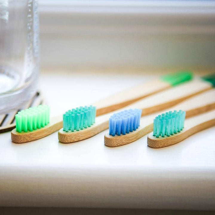 Children's Bamboo Toothbrush - 4 Pack in Aqua Colours