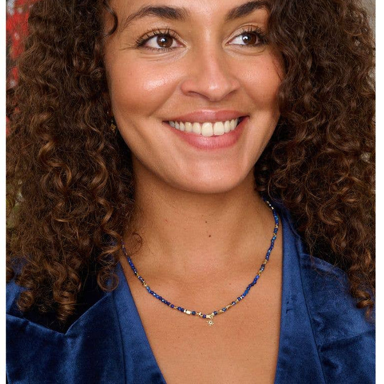 Yolanda Gold & Kyanite Mix Gemstone Necklace