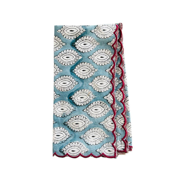 Set of 2 Hand Block Printed Cotton Napkins - Festival Blue