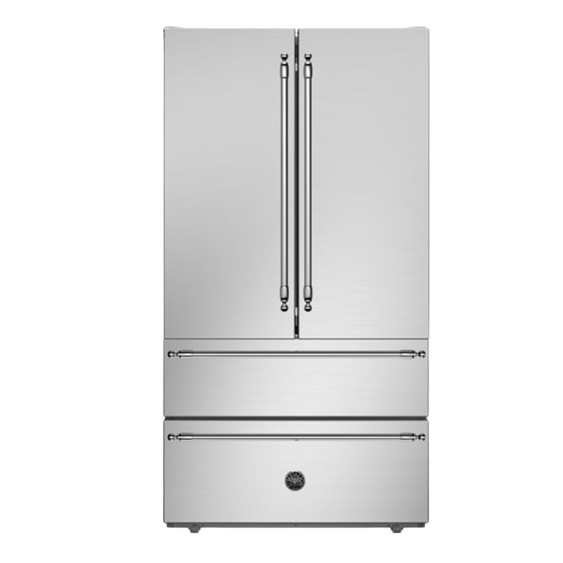 90cm bertazzoni french door refrigerator with heritage handles product front view