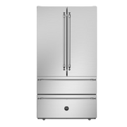 90cm bertazzoni french door refrigerator with heritage handles product front view