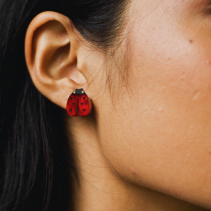 Garden Lady Bug Stud Earrings
