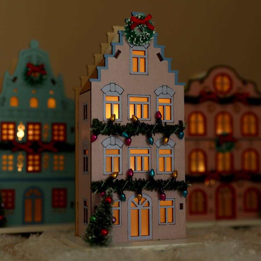 Lilac Festive Light Up House