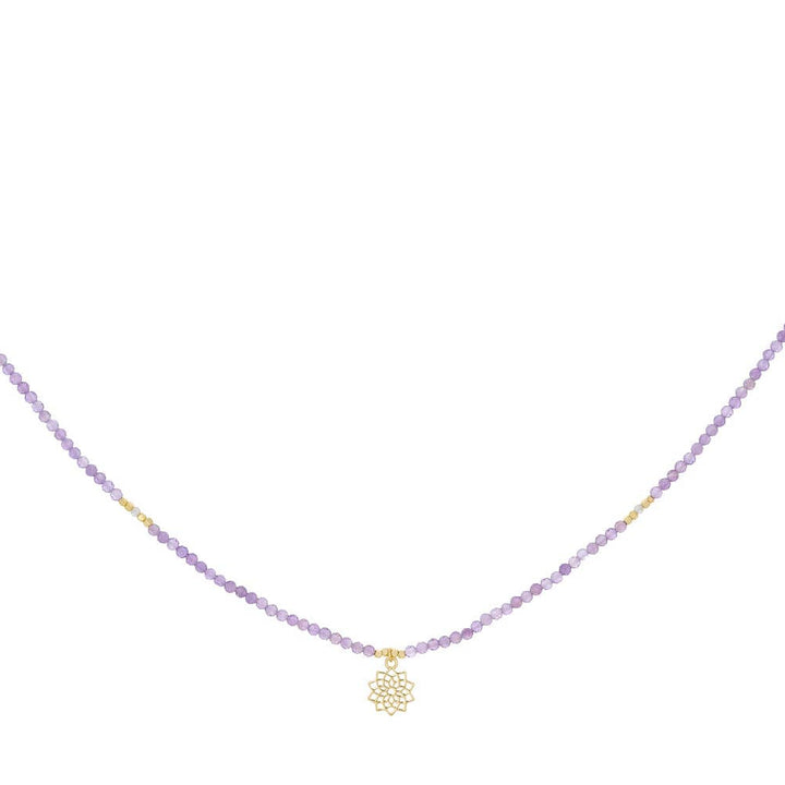 Amethyst & Labradorite Gold Crown Chakra Necklace