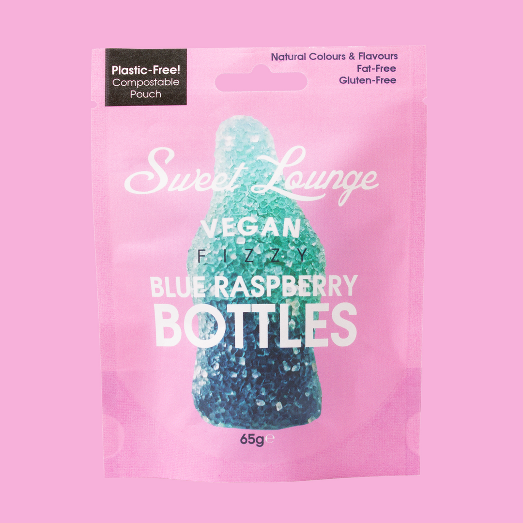Vegan Fizzy Blue Raspberry Bottles