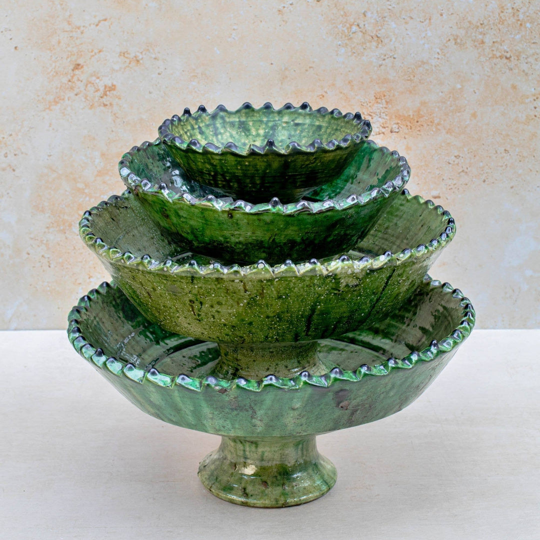 Tamegroute Green Pedestal Bowls