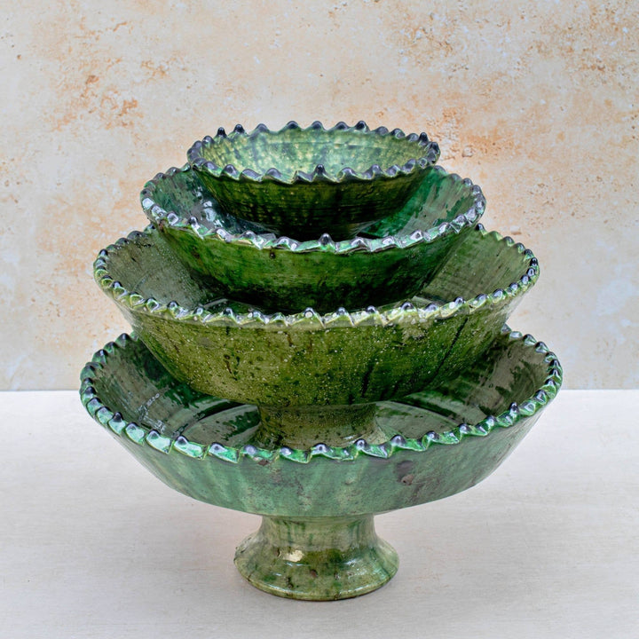 Tamegroute Green Pedestal Bowls