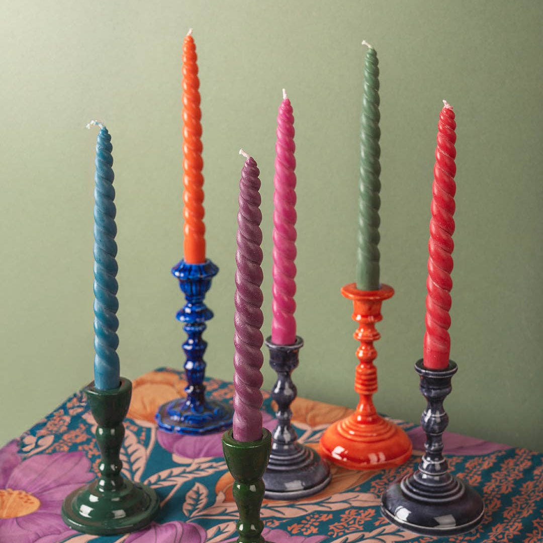 'Twilight' Set of Six Twisted Dinner Candles