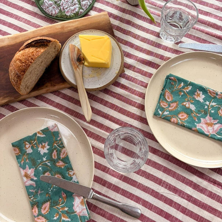 Clay Stripe Cotton Tablecloth - 2 Sizes