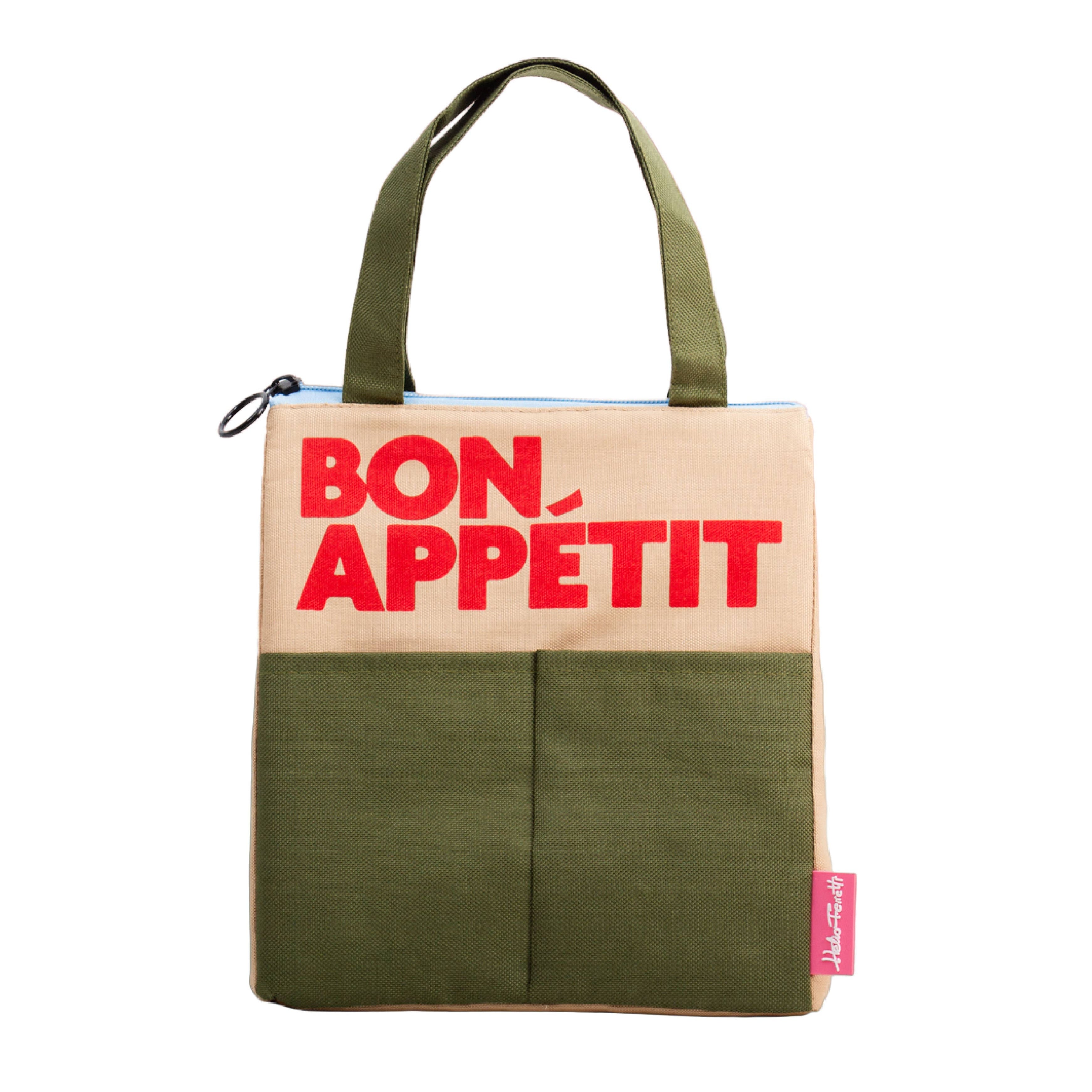 Bon Appetit Lunch Bag in Camel Green | Kitchen & Cookware | Quince & Cook