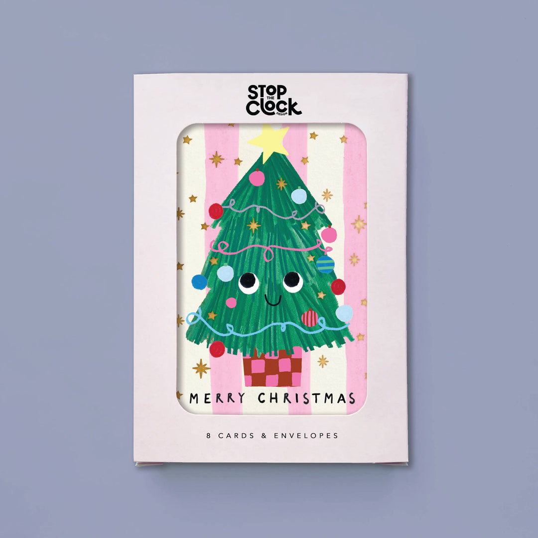 Merry Christmas Tree Cards - Pack of 8