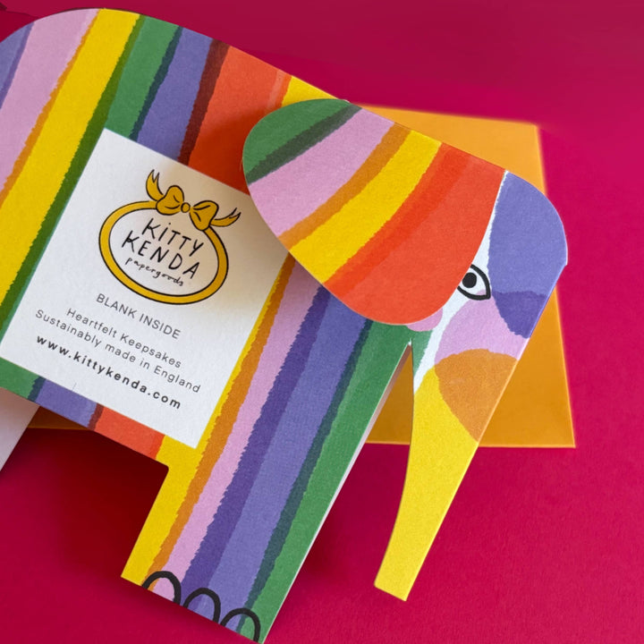 Rainbow Elephant Standing Card