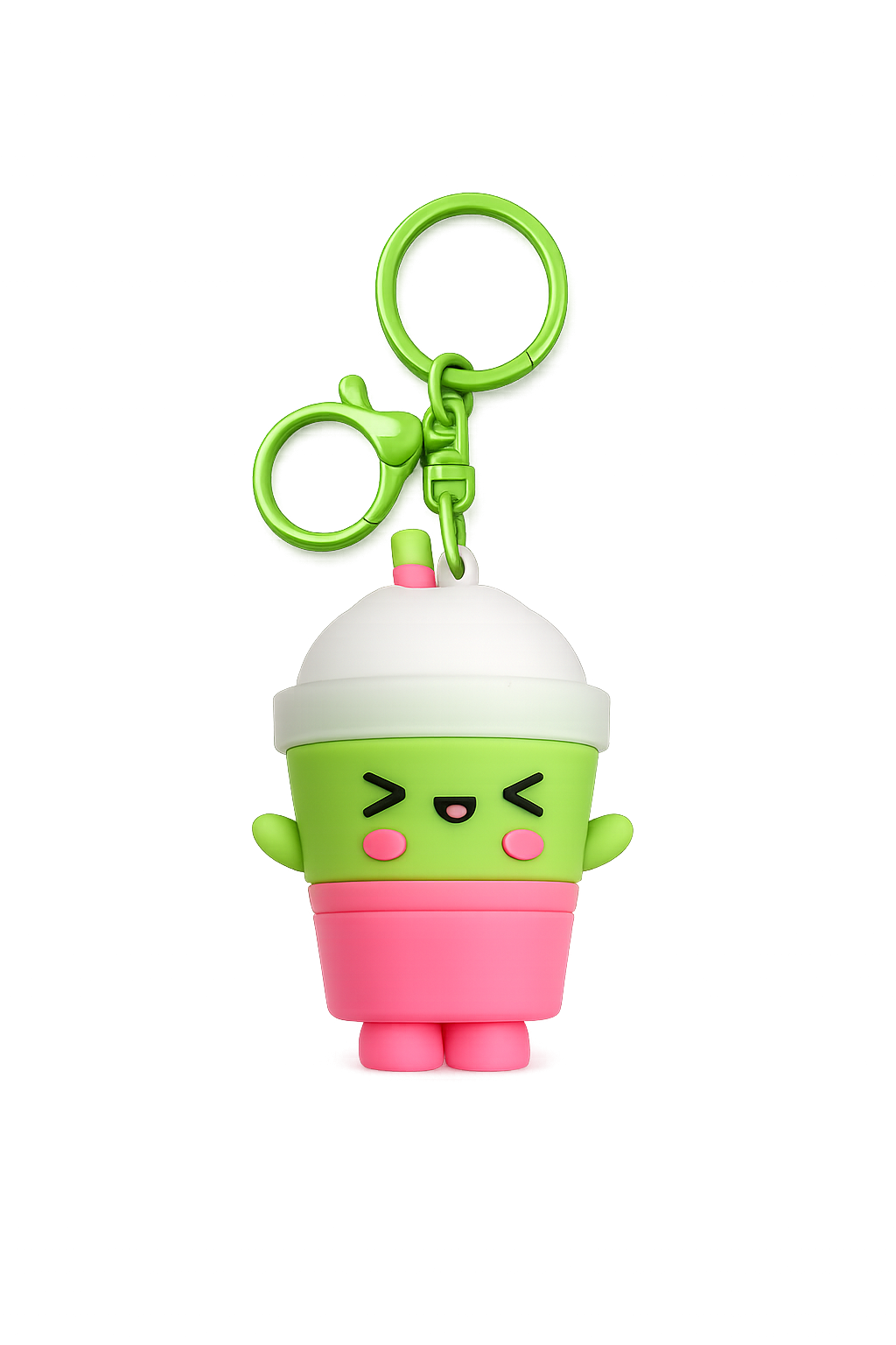 Kawaii Strawberry Ice Matcha Keychain