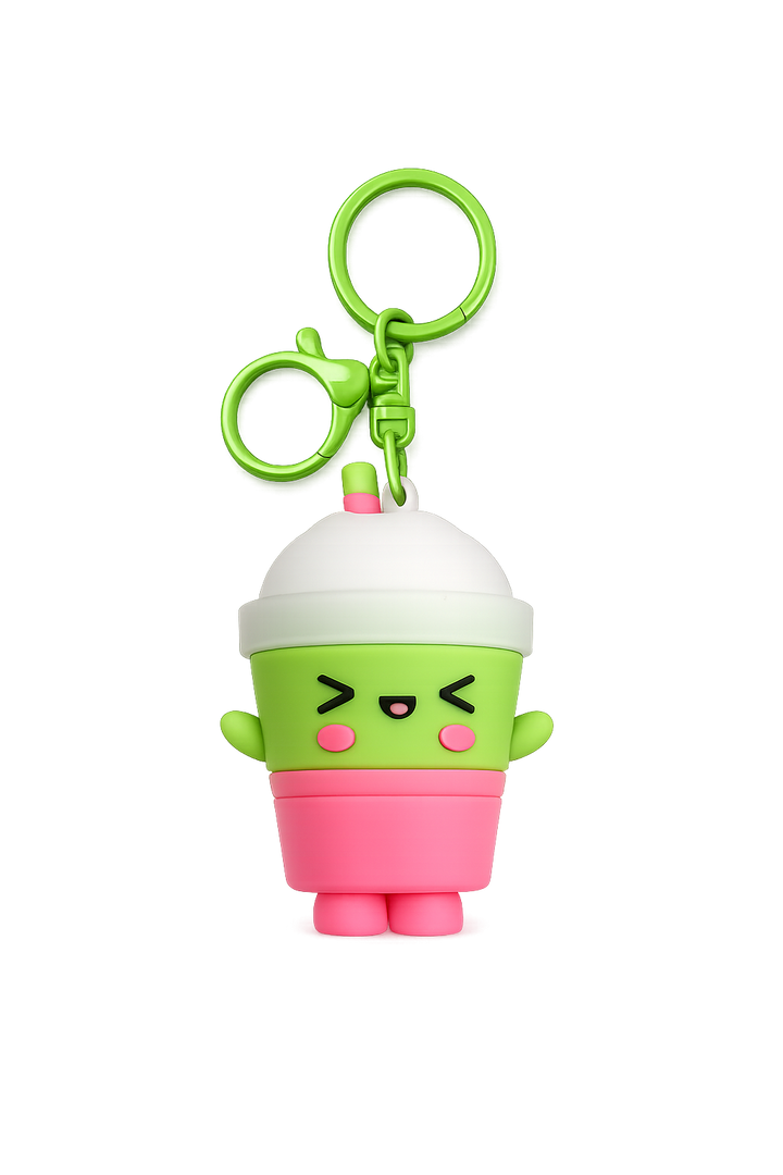 Kawaii Strawberry Ice Matcha Keychain
