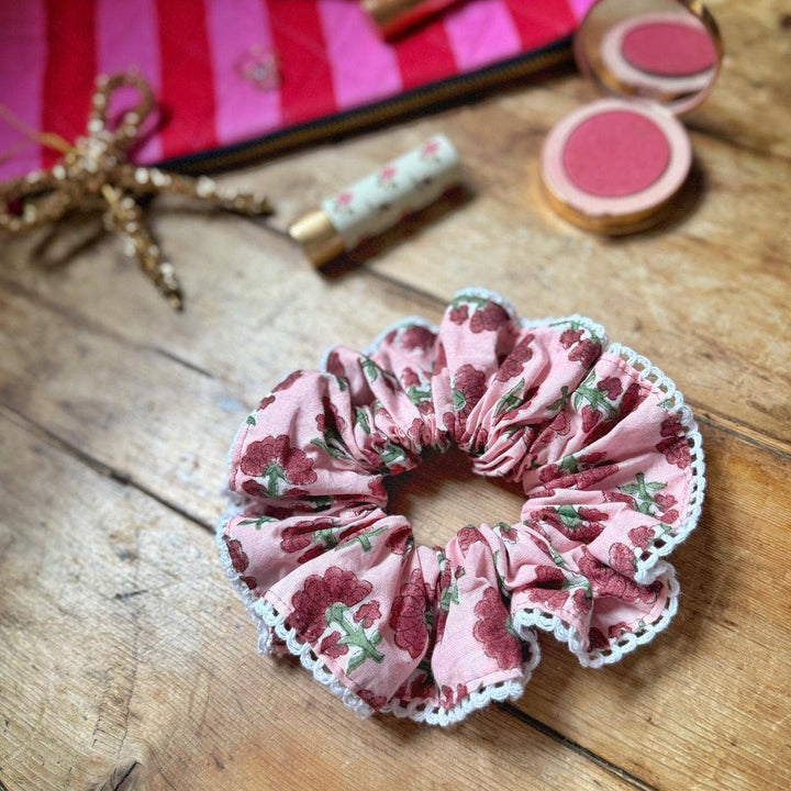 Block Print Scrunchies: Burgundy Bloom