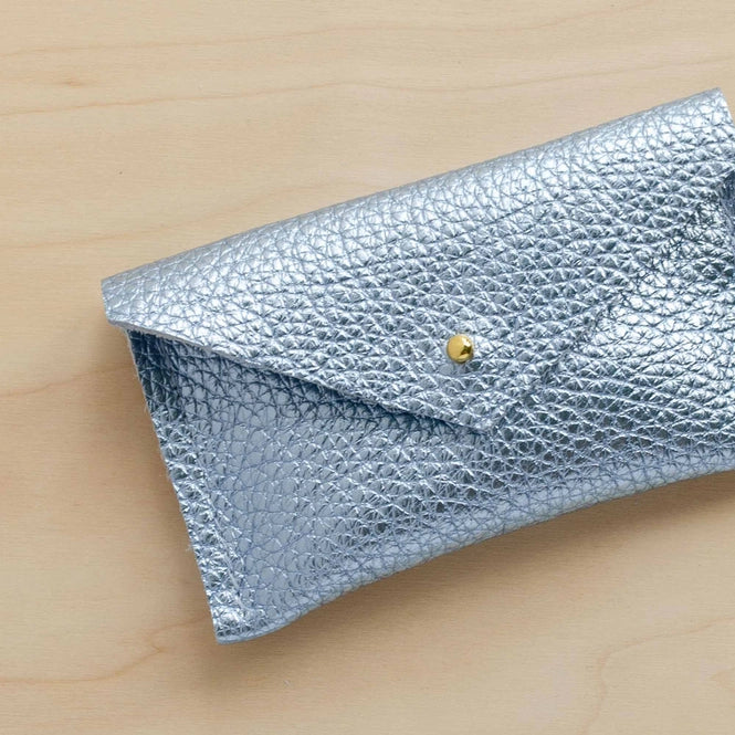 Leather Card Purse - Metallic Diamond