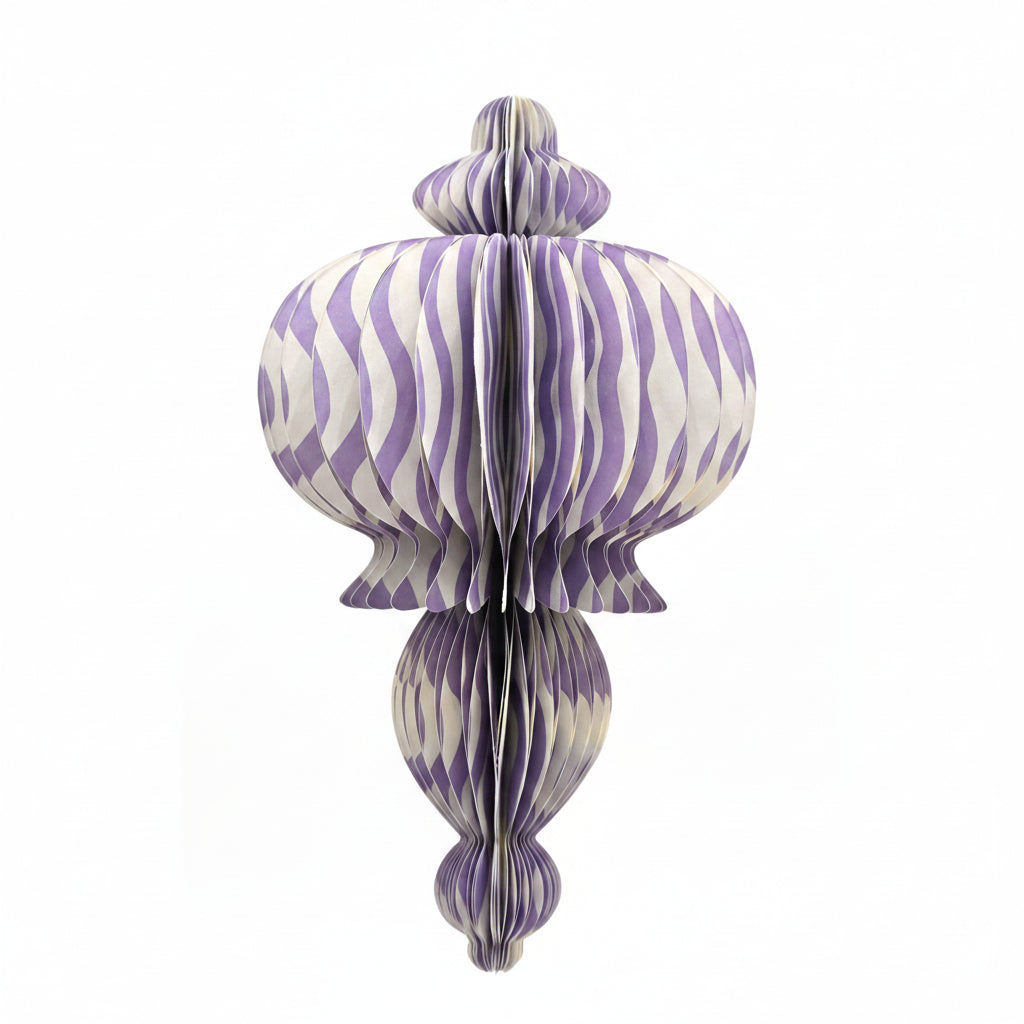 Recycled Paper Fold Out Decoration - Lilac Wavey Lines