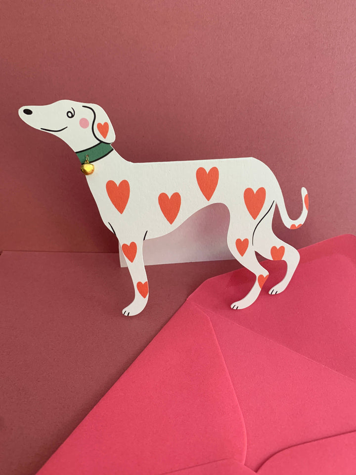 Loveheart Whippet Dog Greeting Card