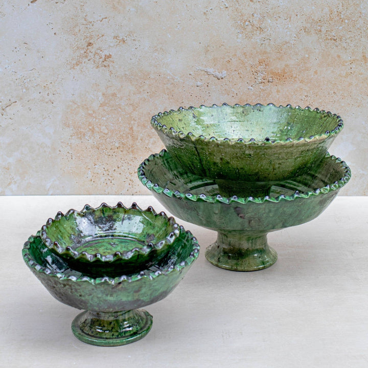 Tamegroute Green Pedestal Bowls