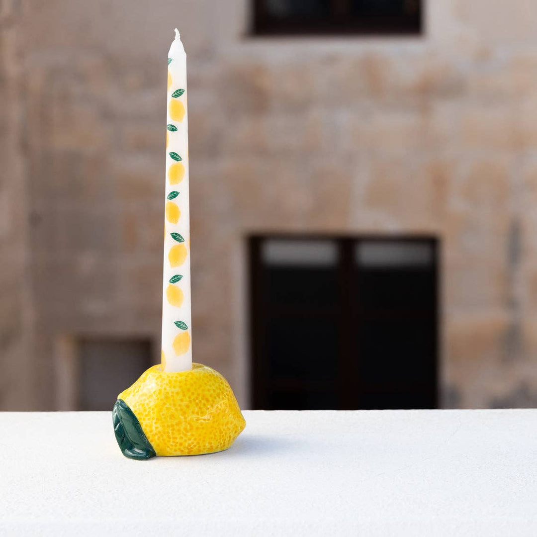 Hand-Painted Lemon Candle Holder