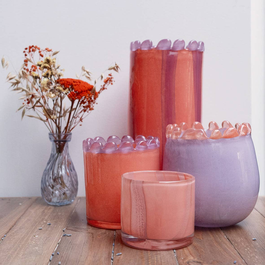 Lilac & Peach ‘Pearls’ Vase & Candle Holder