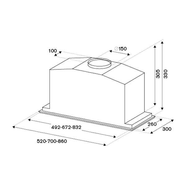 Bertazzoni Professional Series - 86cm Built-in Hood, 1 Motor