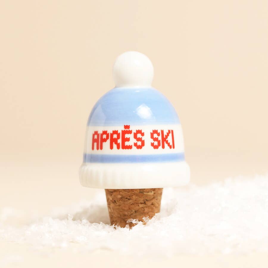 Ceramic Après-Ski Bobble Hat Bottle Stopper in Blue