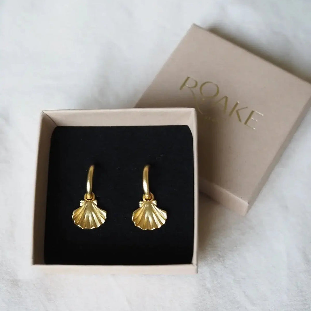 Clam Shell Gold Charm Earrings