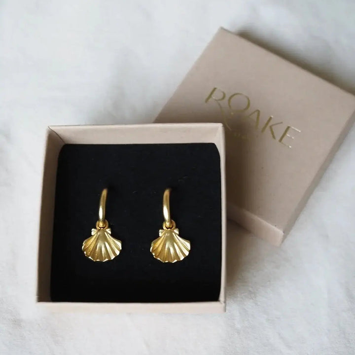 Clam Shell Gold Charm Earrings