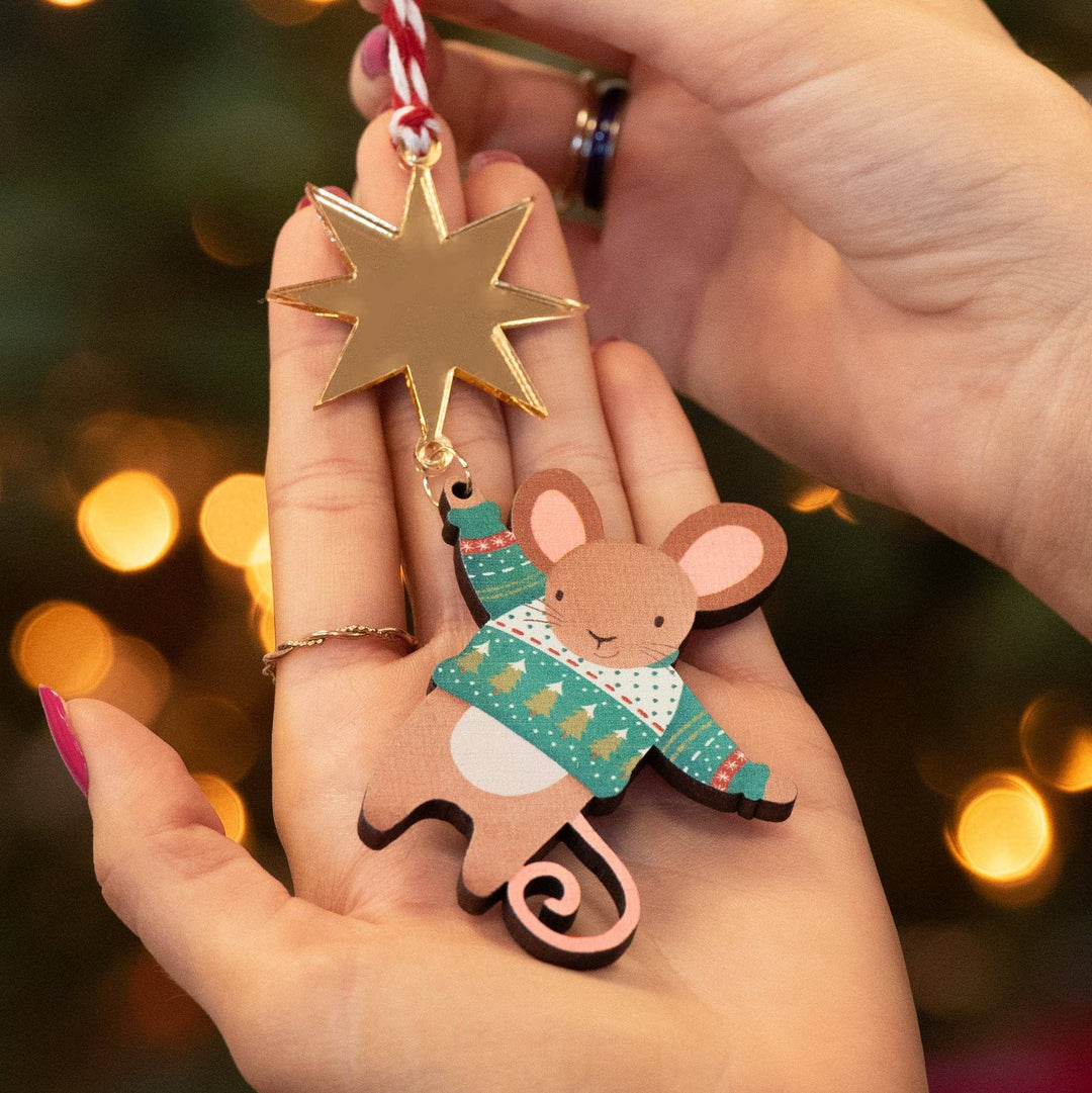 Brown Mouse with Star Decoration