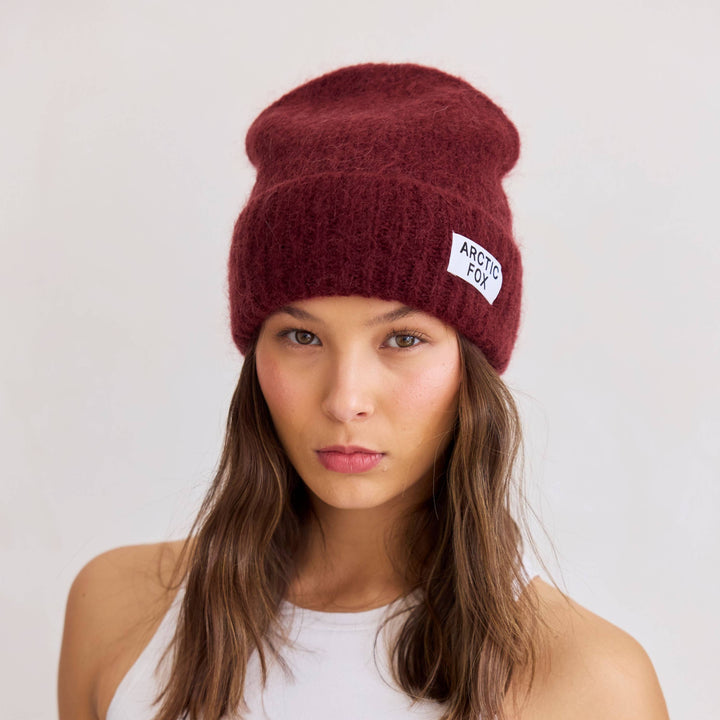 The Mohair Beanie - Cherry Burgundy