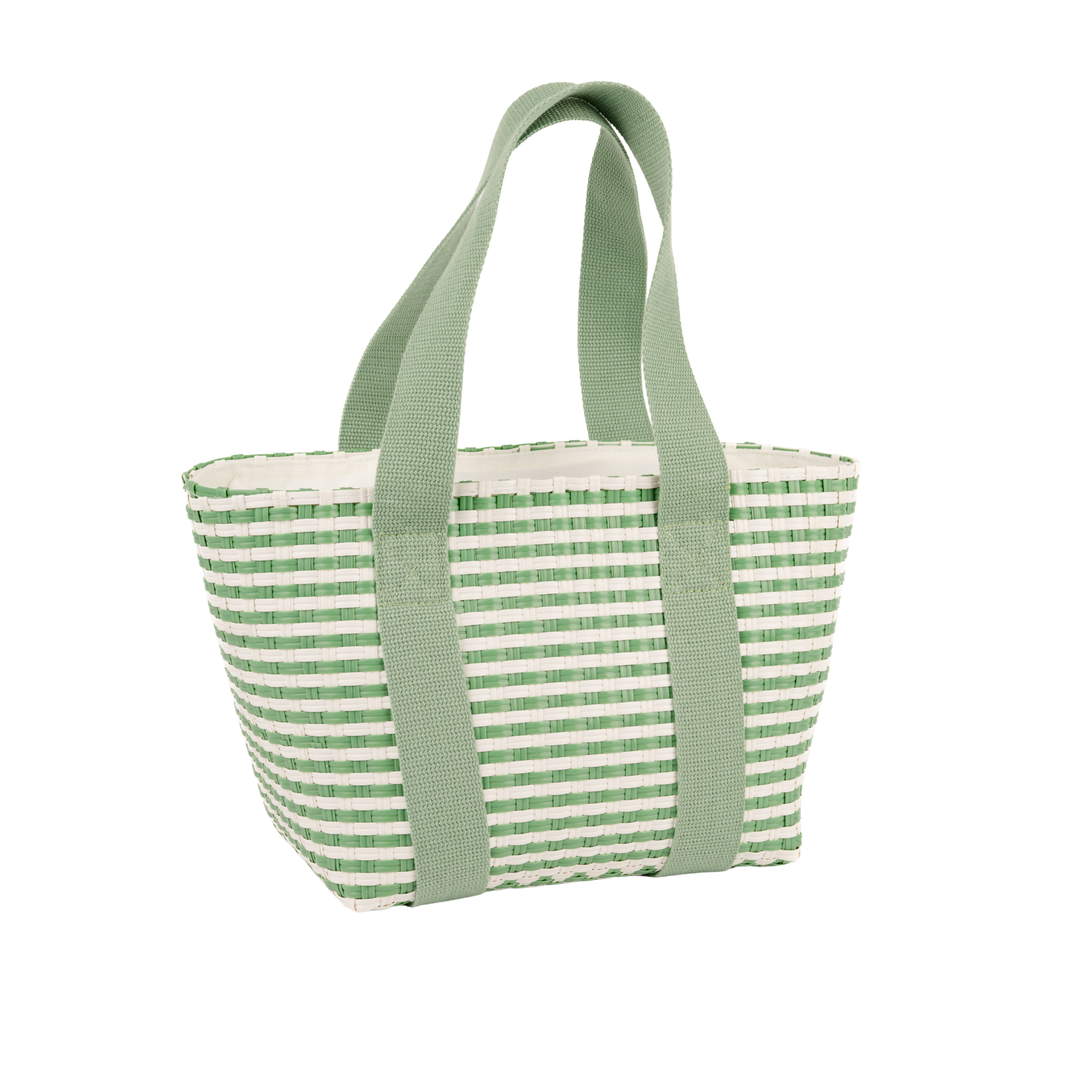 Portofino Woven Insulated Basket Bag in Juniper Green