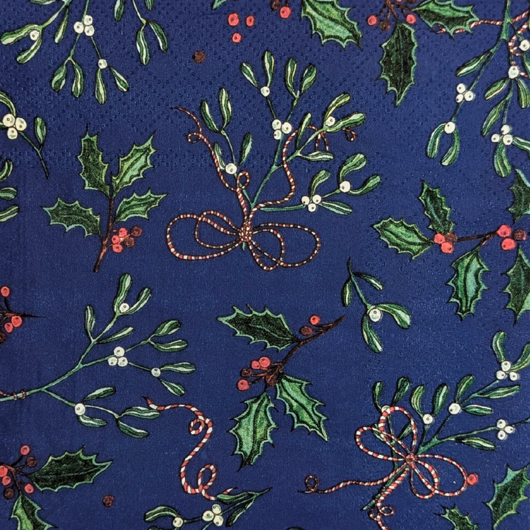 Mistletoe And Holly Festive Paper Napkins
