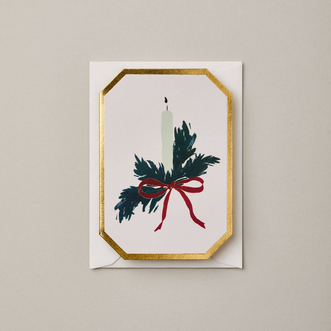 Christmas Candle Botanical Die Cut Mini Card