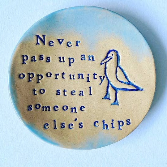 Ceramic Trinket Dish - Chip Stealing Seagull Ceramic