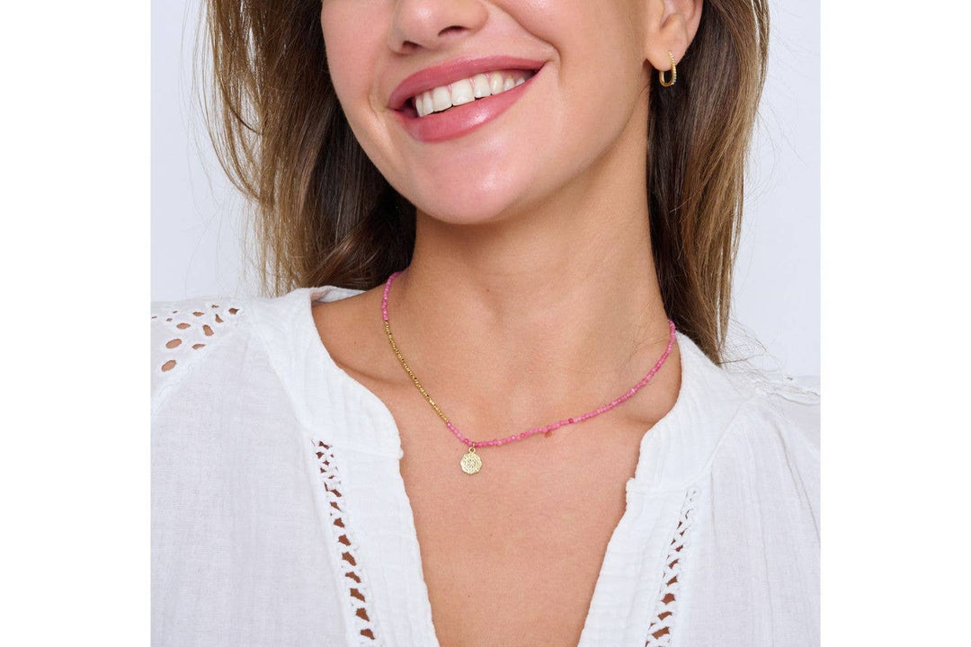 Clio Hot Pink Beaded Necklace