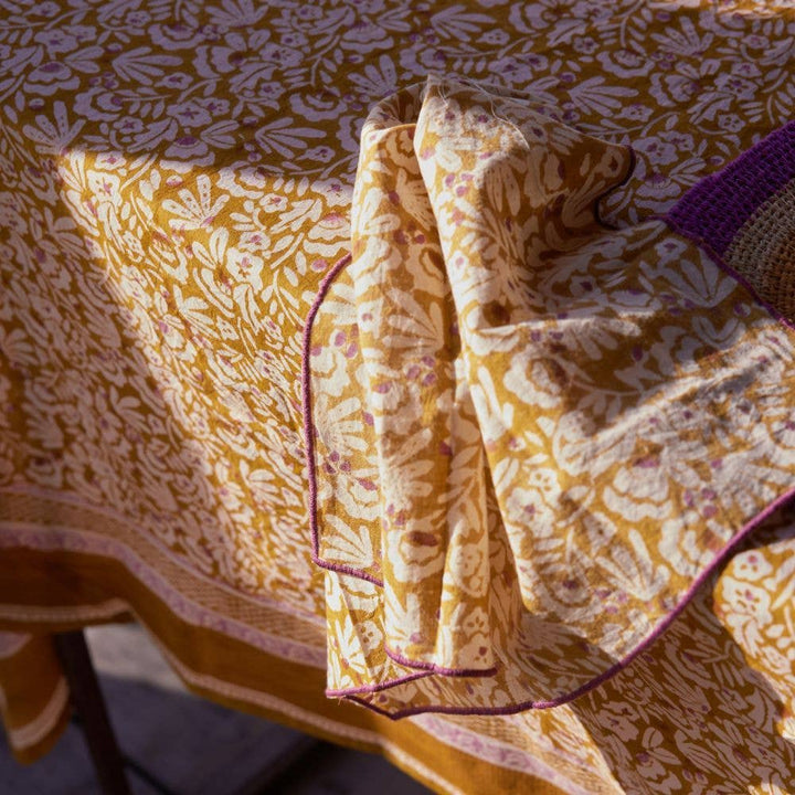 Iris Tablecloth in Ochre & Violet