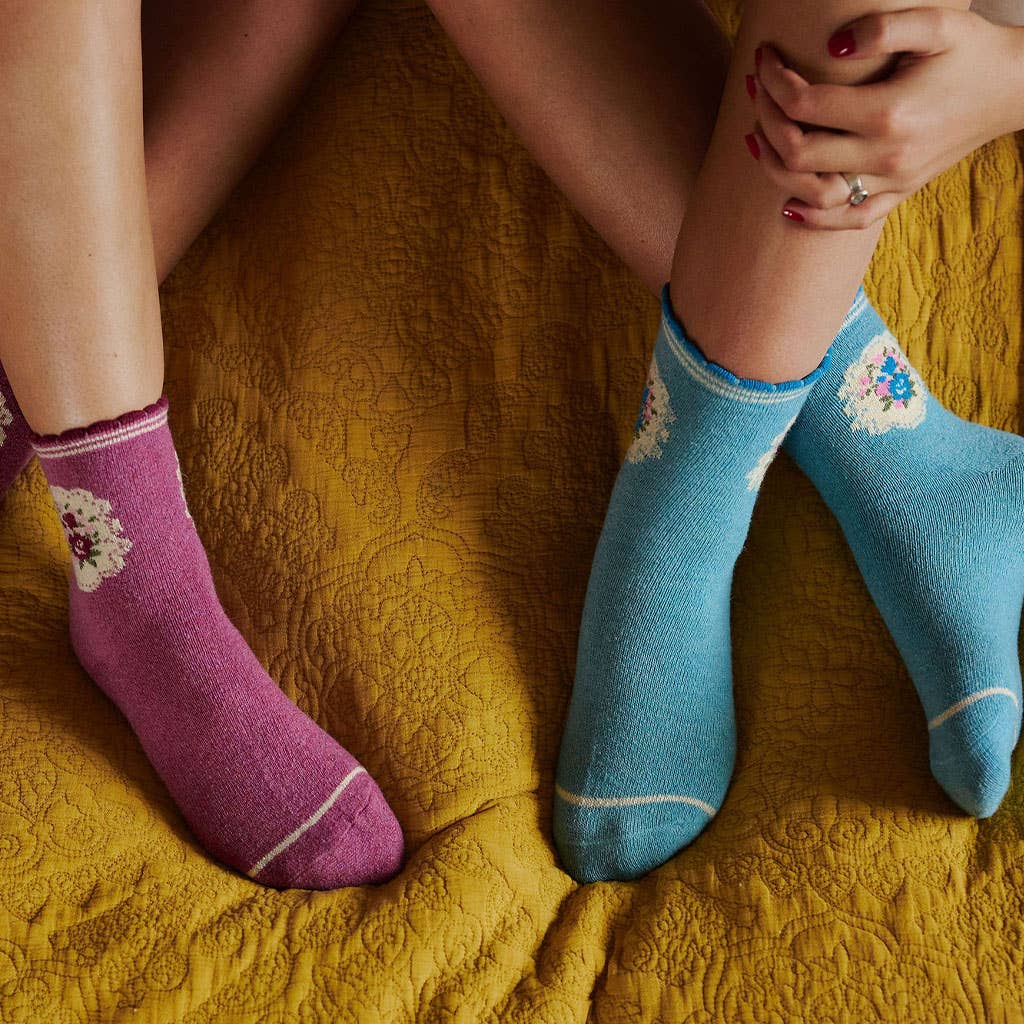 Lottie Floral Socks in Blue