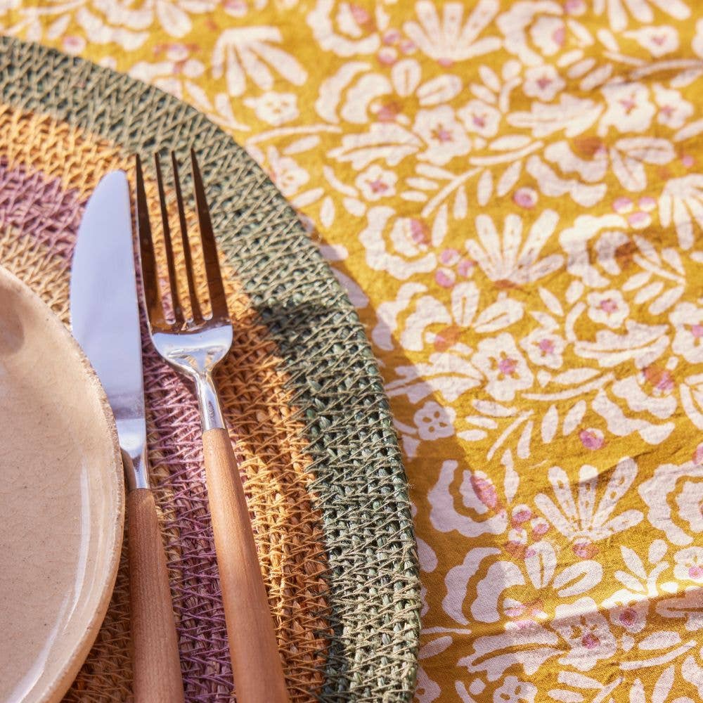 Iris Tablecloth in Ochre & Violet