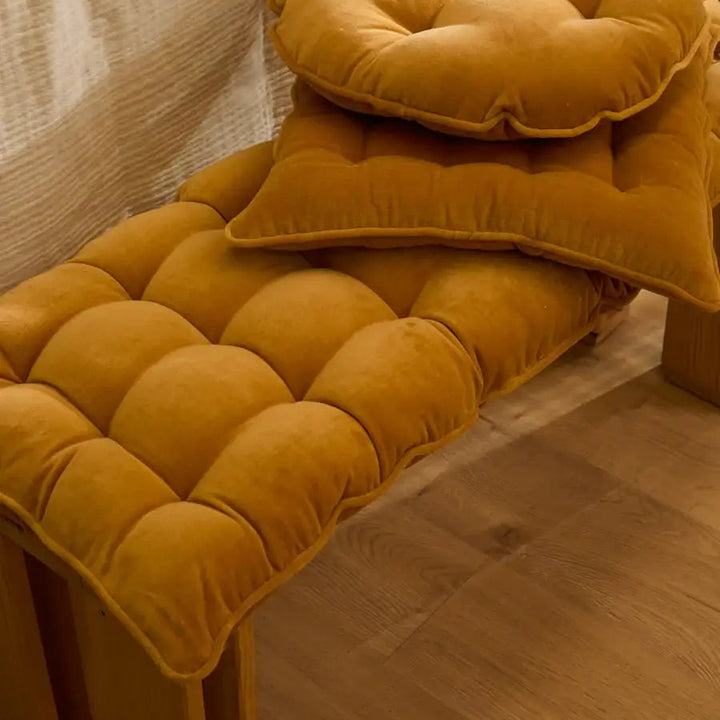 Velvet Bench Seat Cushion in Mustard