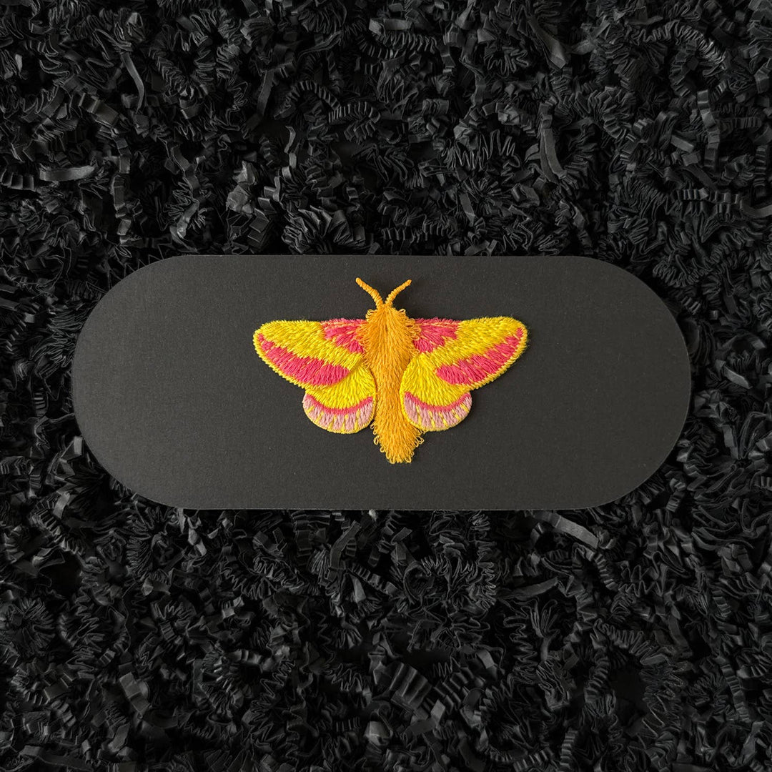 Rosy Maple Moth Embroidered Brooch
