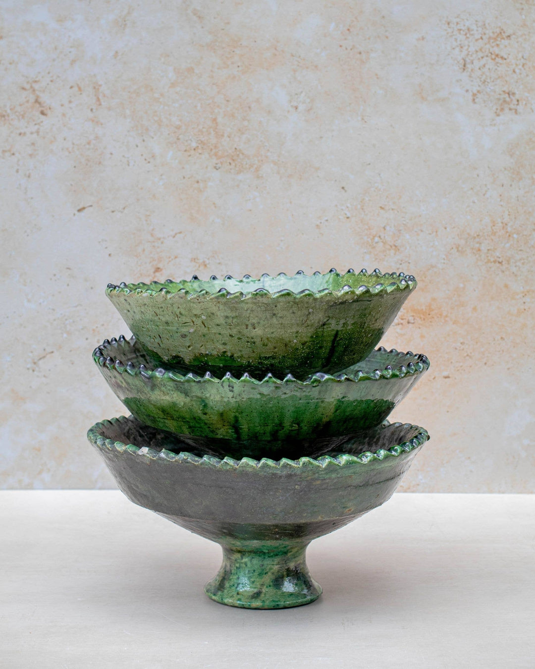 Tamegroute Green Pedestal Bowls