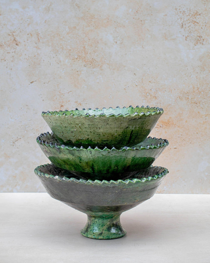 Tamegroute Green Pedestal Bowls