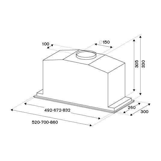 Bertazzoni Professional Series - 70cm Built-in Hood, 1 Motor